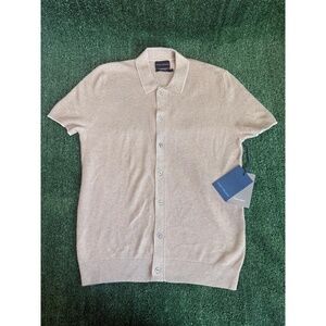 NWT Mack Weldon Tech Linen‎ COOLMAX Breathable Beige Polo Shirt Men Size Small